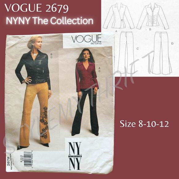 UC FF Vogue Sewing Pattern 2679 NY The Collection Ruched Top Opt Flare Hem Pants - Picture 1 of 9